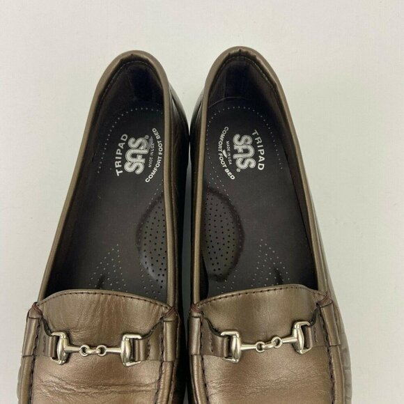SAS Metro Women's 8.5 N Leather Slip-On Moc Shoes Loafers Comfort Bronze - Picture 4 of 9